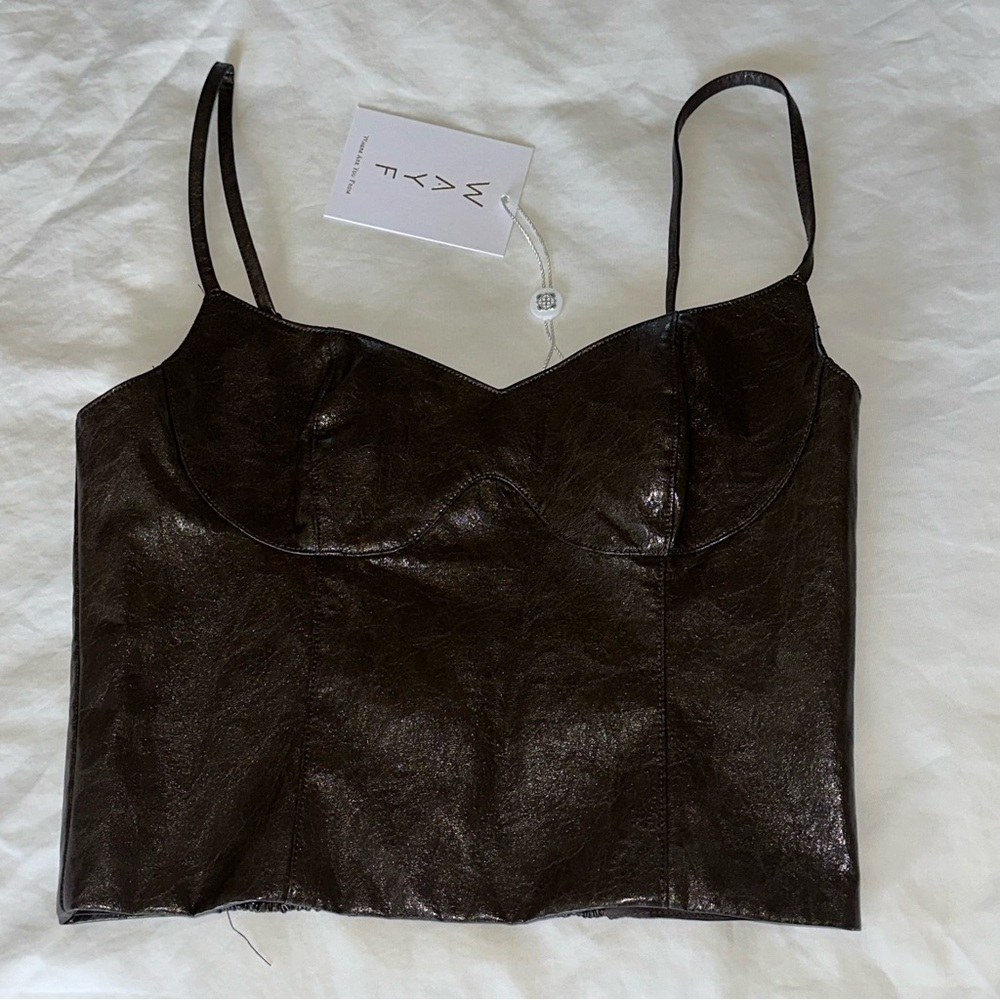 Faux leather top